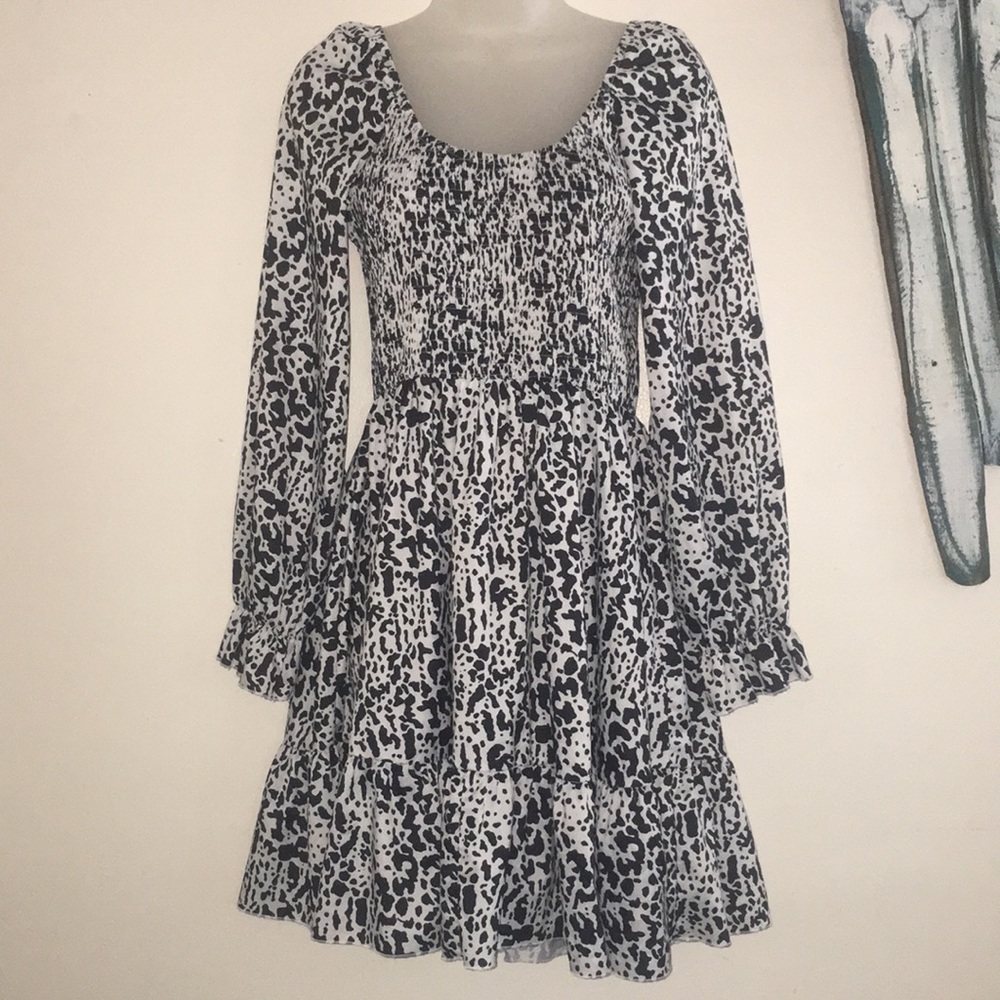 Miss Sparkling Black & White Print Dress sz M